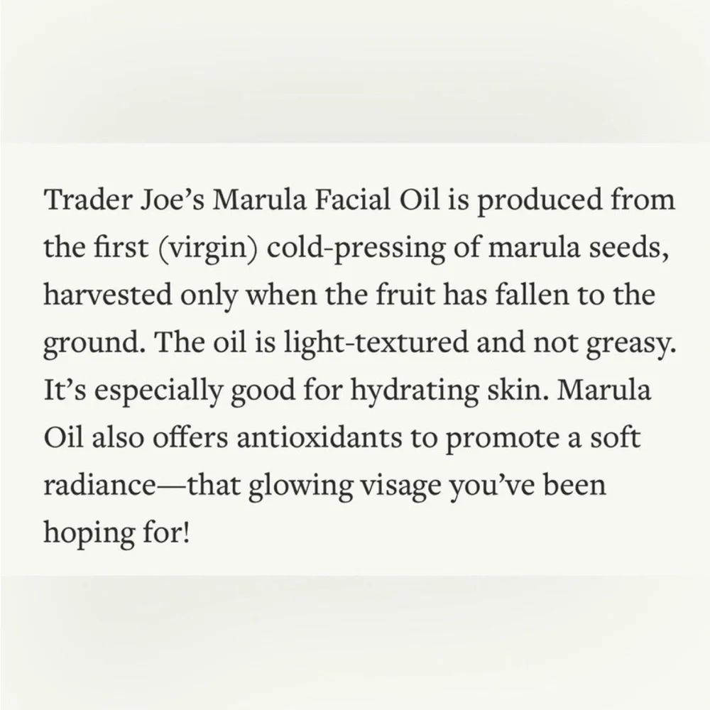 Trader JoeS marula facial